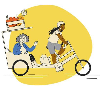 Femme dans un vélo taxi